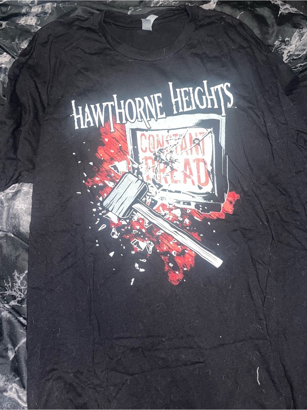 Hawthorne Heights constant dread Black Band Tee with Red & White Graphic NWOT